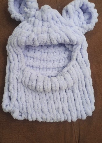 Beyaz Örgü Çocuk Bere ve Boyunluk . - Görsel 4