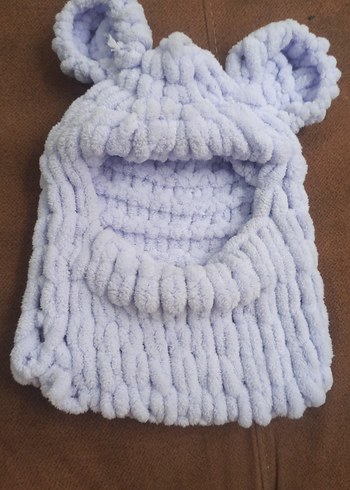 Beyaz Örgü Çocuk Bere ve Boyunluk . - Görsel 2