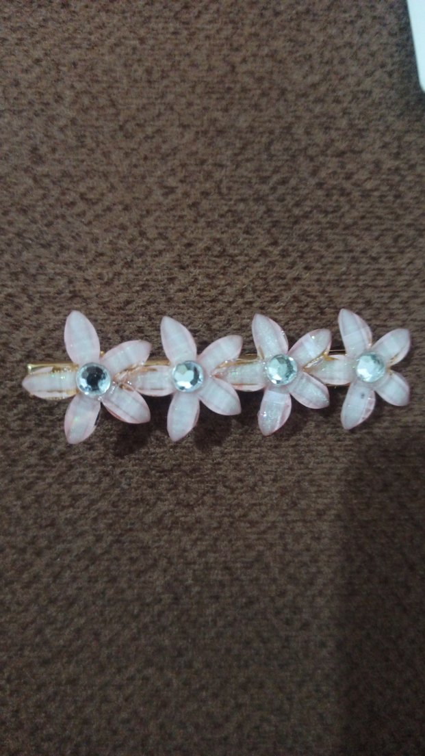 Pembe Boncuklu Çiçek Saç Tokaları - Görsel 3