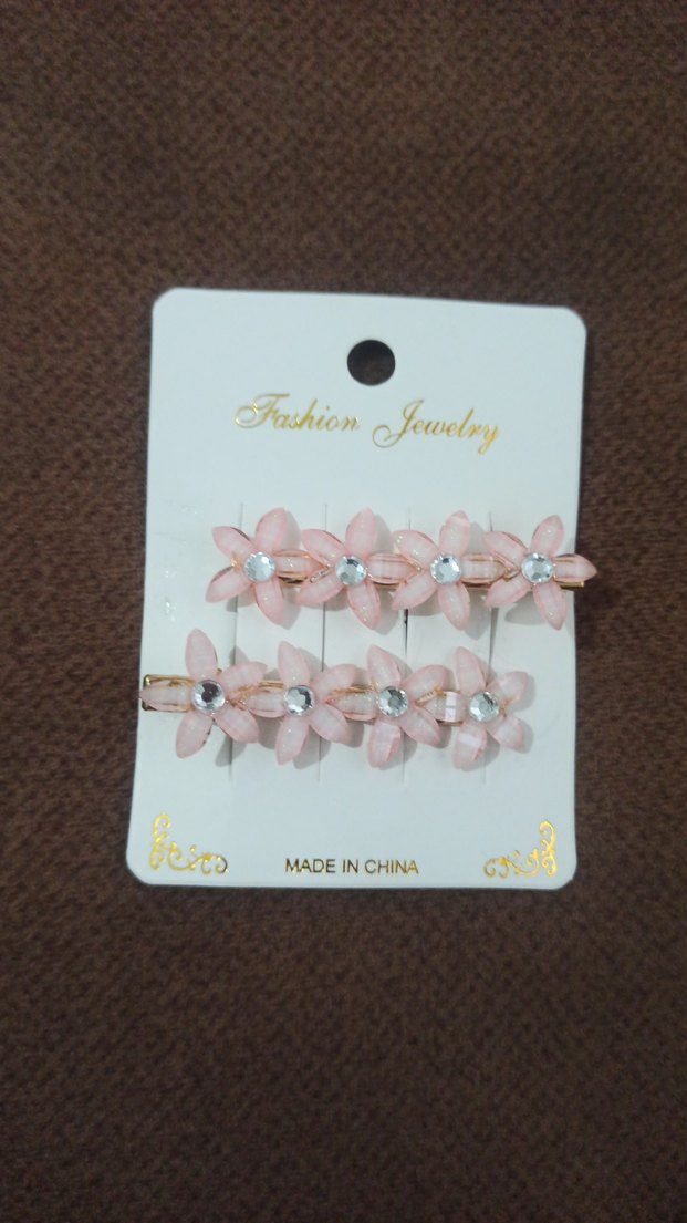 Pembe Boncuklu Çiçek Saç Tokaları - Görsel 2