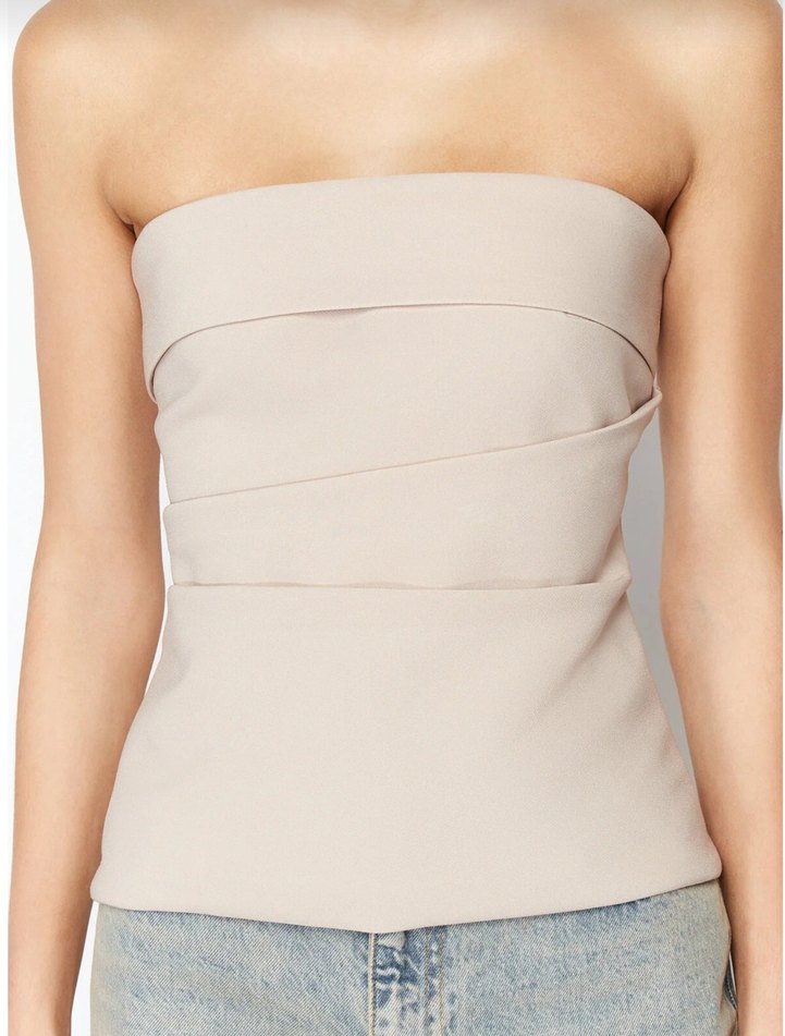 Bej Drapeli Straplez Kadın Büstiyer - Görsel 3