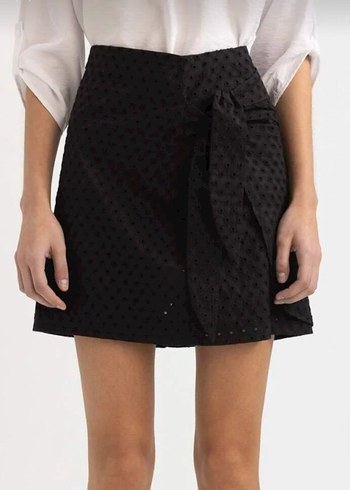 Siyah Önden Bağlamalı Fisto Etek - Görsel 4