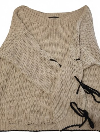 DeFacto Kolları İp Detaylı Krem Kazak - Görsel 2