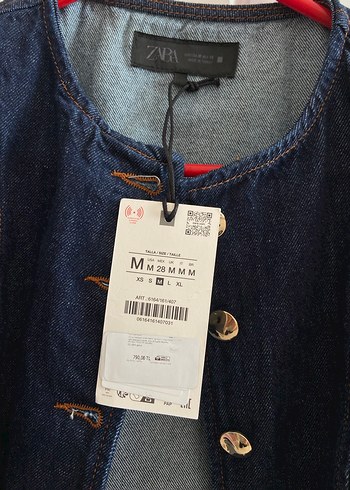 ZARA Düğmeli Lacivert Kot Yelek - Görsel 2