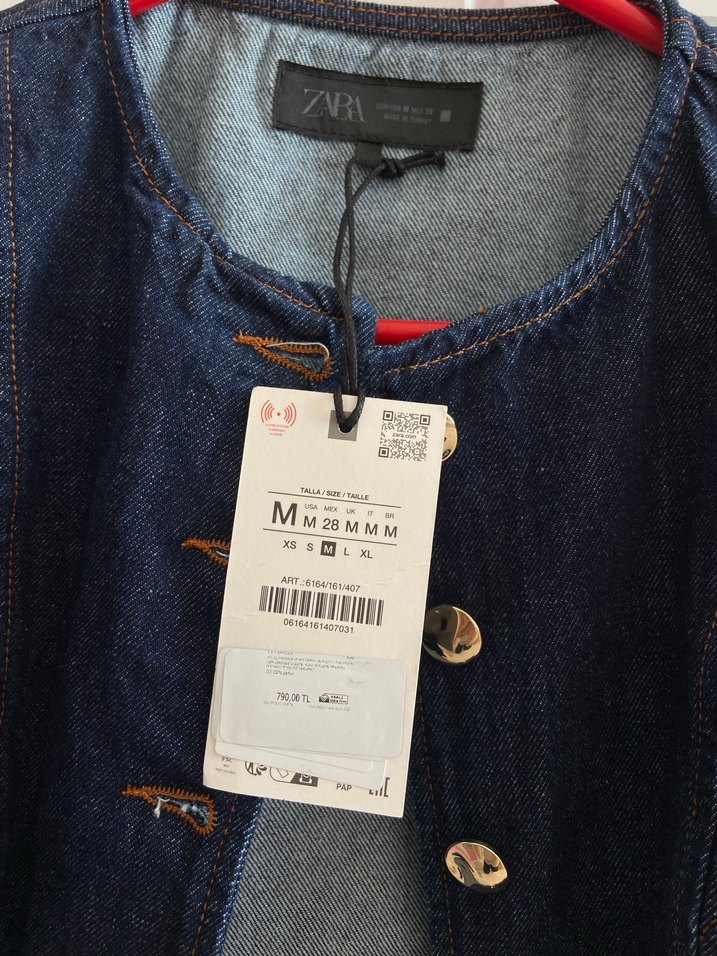 ZARA Düğmeli Lacivert Kot Yelek - Görsel 2