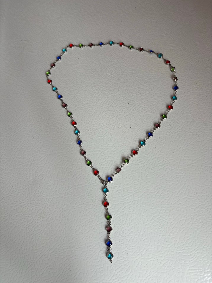 Uzun Renkli Boncuklu Bohem Kadın Kolye - Görsel 3