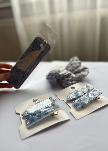 Bohem Mavi Elastik Saç Aksesuarları Seti - Görsel 3