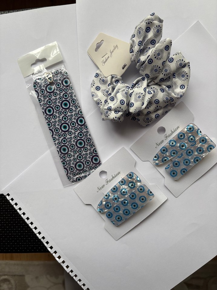 Bohem Mavi Elastik Saç Aksesuarları Seti - Görsel 2