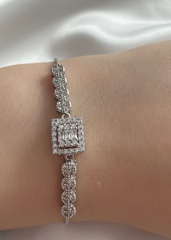 Zincir Detaylı  Beyaz Kadın Takı Seti gümüş Zirkon taş - Görsel 4