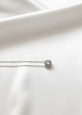 Zincir Detaylı  Beyaz Kadın Takı Seti gümüş Zirkon taş - Görsel 3