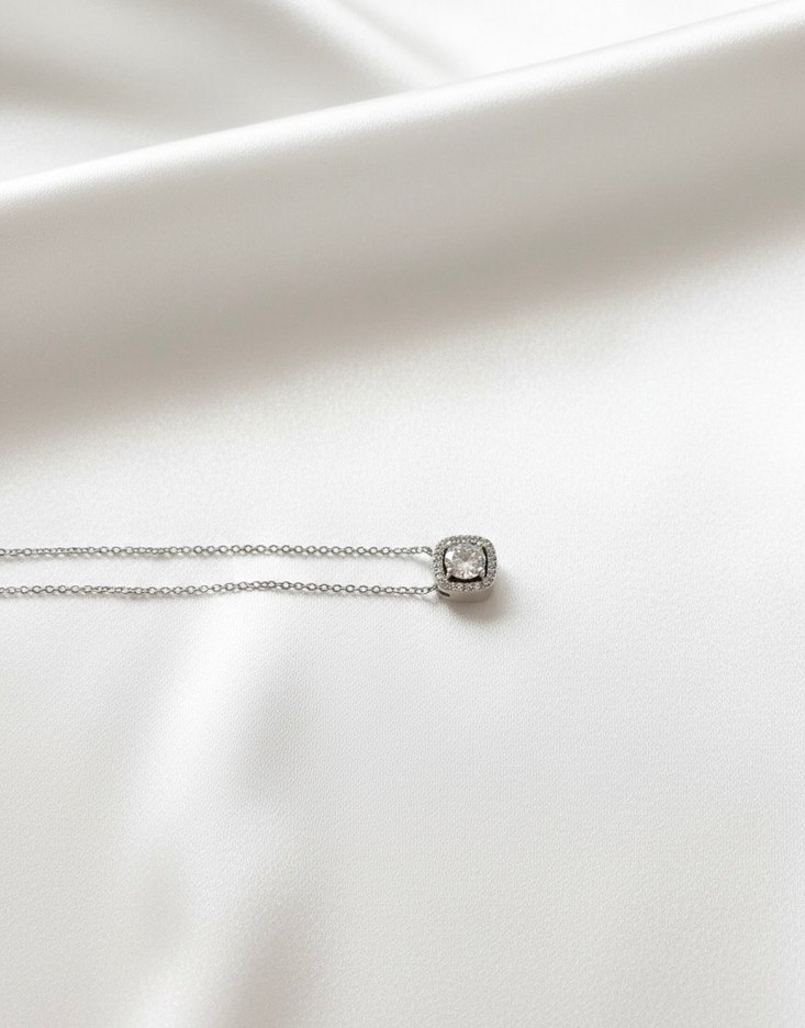 Zincir Detaylı  Beyaz Kadın Takı Seti gümüş Zirkon taş - Görsel 3