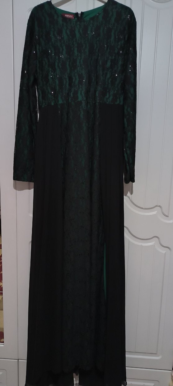 Siyah Uzun Kollu Gotik Uzun Elbise - Görsel 3