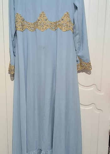 Mavi Nakışlı Uzun Kollu Kadın Elbise - Görsel 2