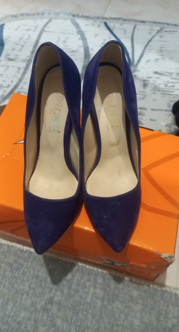 Mor Süet Stiletto Topuklu Kadın Ayakkabı - Görsel 3