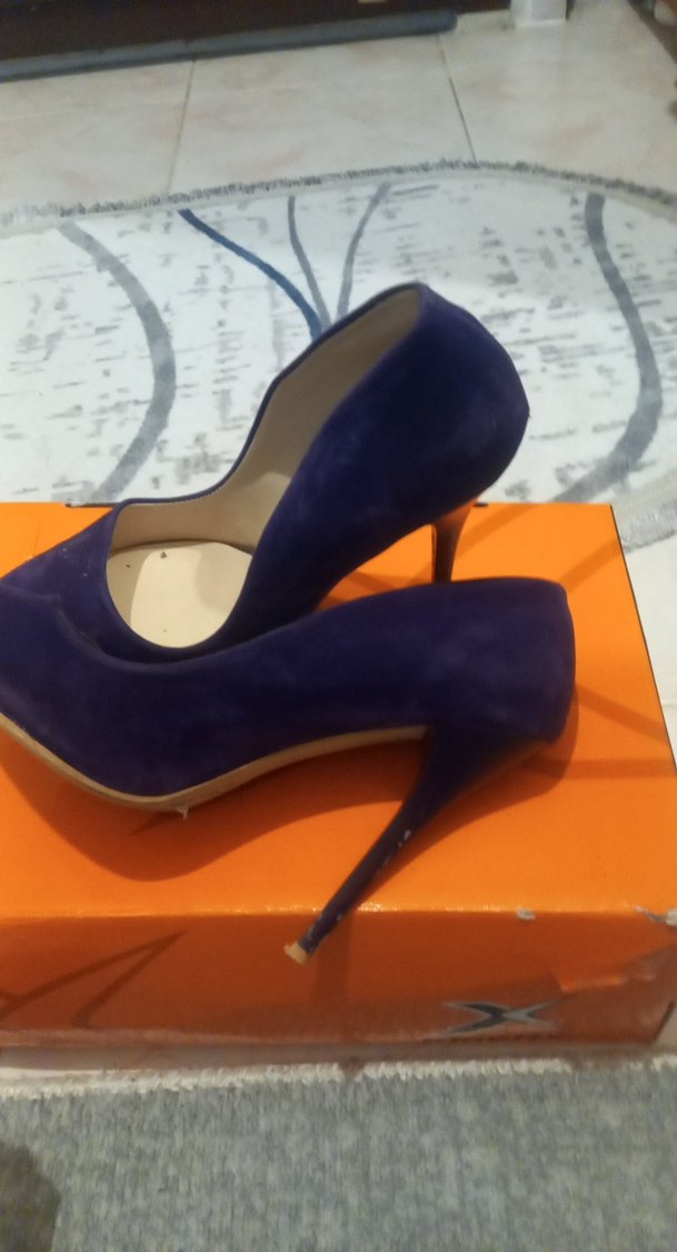 Mor Süet Stiletto Topuklu Kadın Ayakkabı - Görsel 4