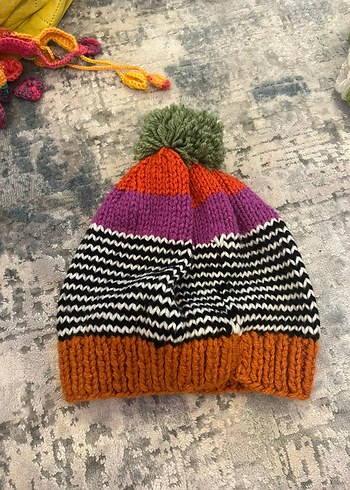 Gri Sarı Örgü Kadın Bere - Görsel 5