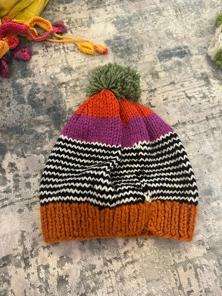 Gri Sarı Örgü Kadın Bere - Görsel 5