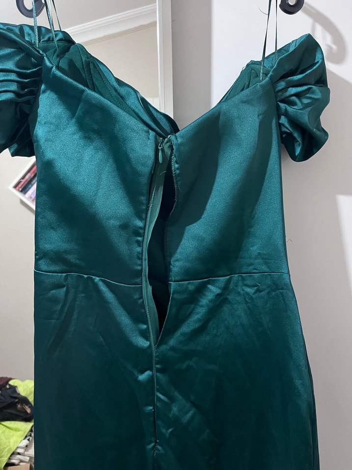 Parlak Turkuaz Drapeli Uzun Abiye Elbise - Görsel 3