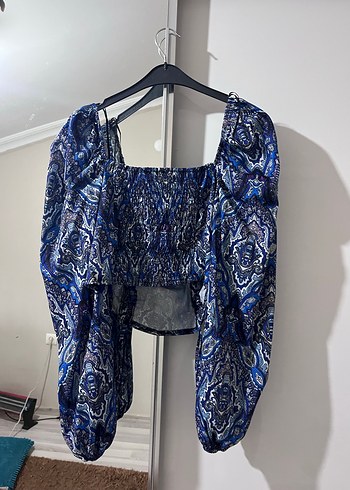 Mavi Tie-Dye Desenli Mini Bluz - Görsel 2