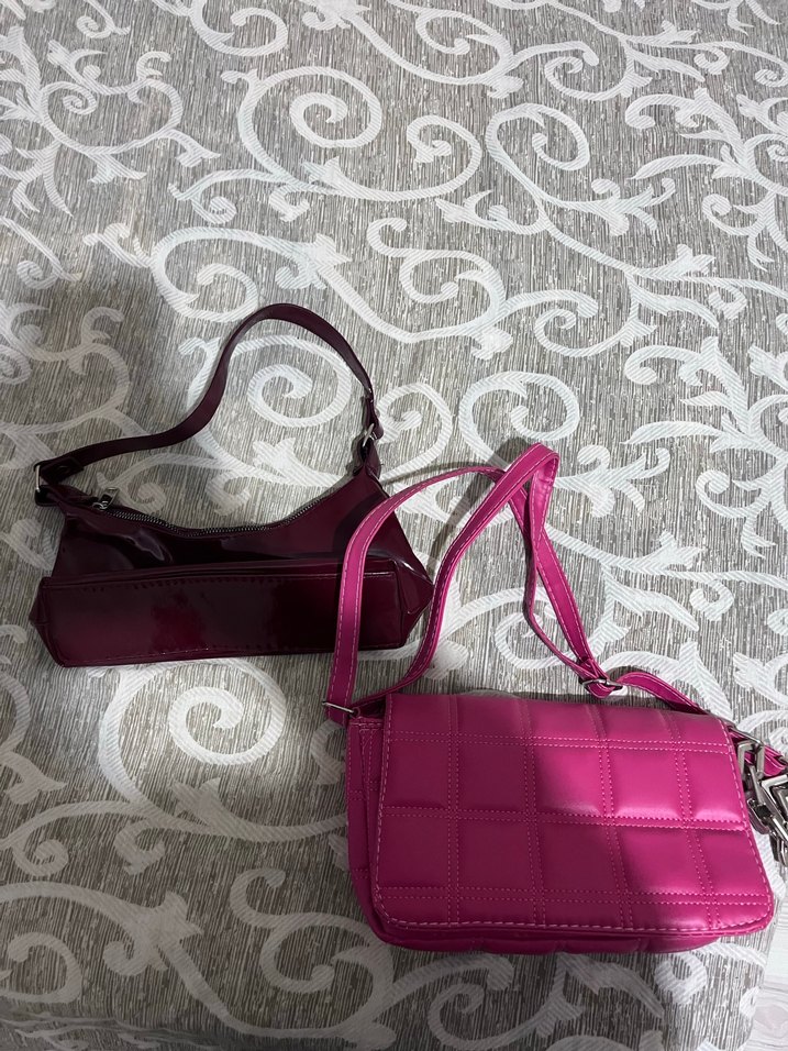 2li bordo ve pembe çanta - Görsel 2
