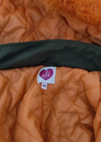 Kürk Detaylı Kadın Turuncu Kış Montu - Görsel 3