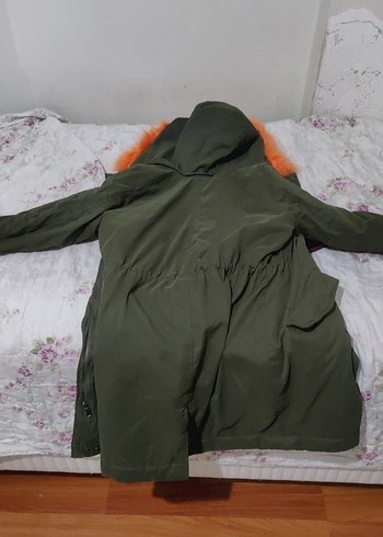 Kürk Detaylı Kadın Turuncu Kış Montu - Görsel 6