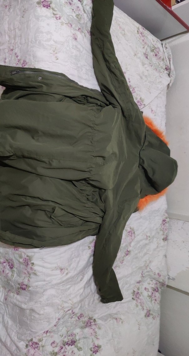 Kürk Detaylı Kadın Turuncu Kış Montu - Görsel 5