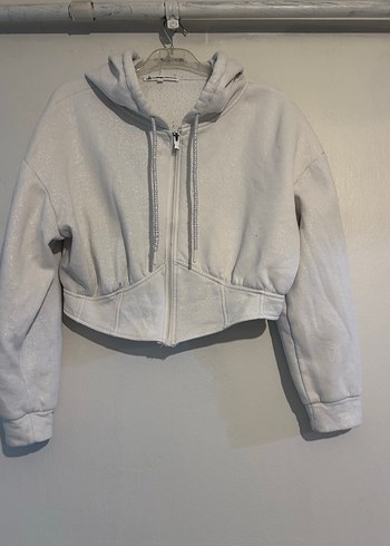 Pull and Bear Gri Fermuarlı Kadın Sweatshirt