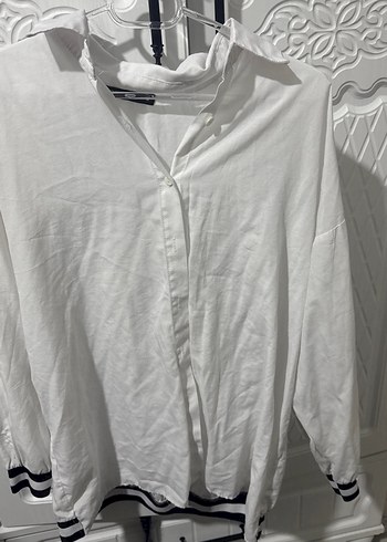 Beyaz Keten Kadın Uzun Kollu Gömlek - Görsel 2