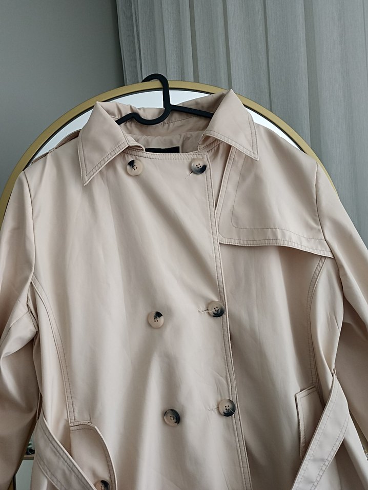 Modanisa Bej Midi Kadın Trençkot Düğmeli - Görsel 4