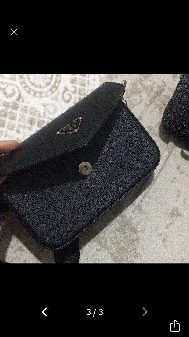 Orjinal prada Siyah Deri Kemerli Kadın Çantası - Görsel 3