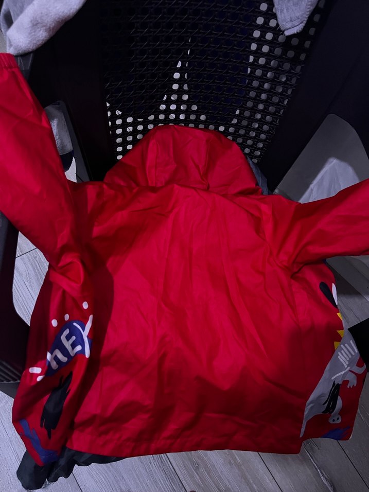 Çocuk Kırmızı Fermuarlı Baskılı yağmurluk - Görsel 3