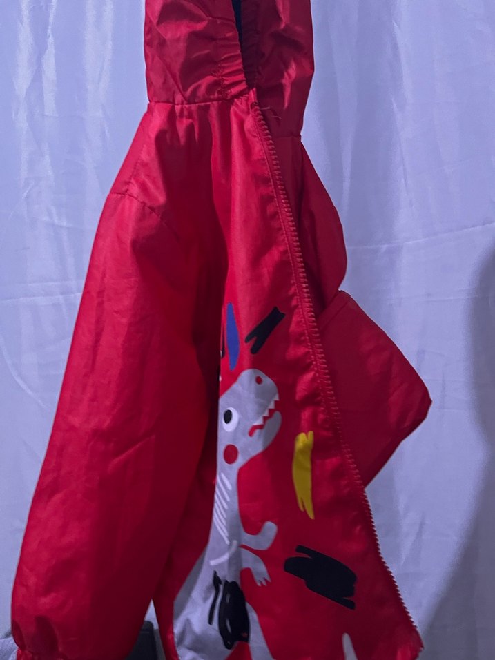 Çocuk Kırmızı Fermuarlı Baskılı yağmurluk - Görsel 4