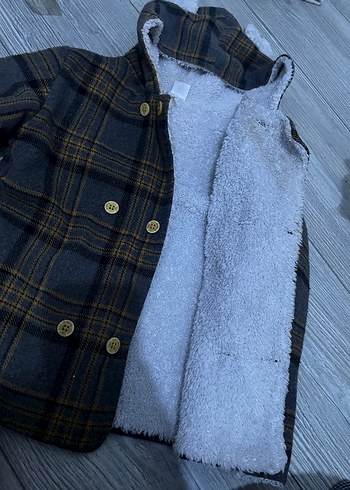 Erkek Çocuk Ekose Desenli Gri Kaban - Görsel 2