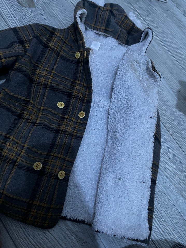 Erkek Çocuk Ekose Desenli Gri Kaban - Görsel 2