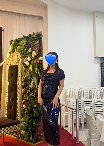 Parlak Mavi Uzun Abiye Elbise - Görsel 2