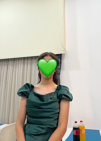 Yeşil Drapeli Straplez Uzun Kadın Elbise, - Görsel 2