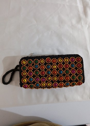 Renkli Boncuk İşlemeli Örgü Kadın Cüzdanı - Görsel 2