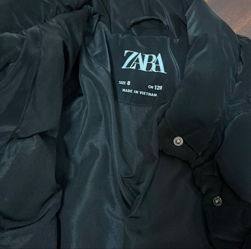 Zara orijinal Düğmeli Siyah kız çocuk Midi Ceket - Görsel 4