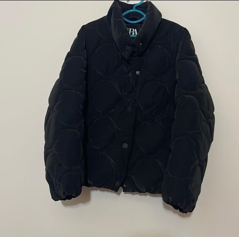 Zara orijinal Düğmeli Siyah kız çocuk Midi Ceket - Görsel 2