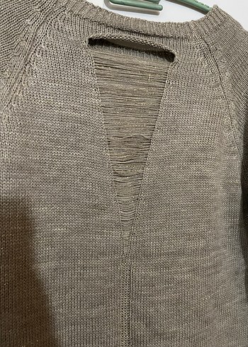 Axara V Yaka Bej Triko Kadın Kazak - Görsel 2