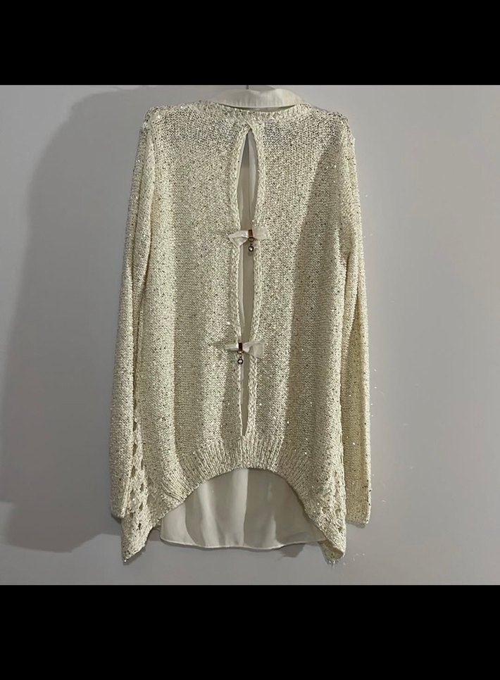 Quiz Bej Kadın Triko Kazak Uzun Kollu - Görsel 2