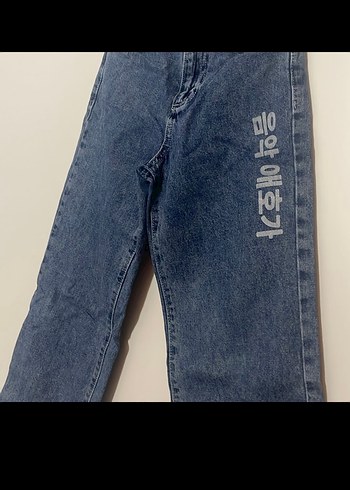 Lc waikiki Baskılı Kemerli Gri Mavi Kız çocuk Denim Pantolon - Görsel 3