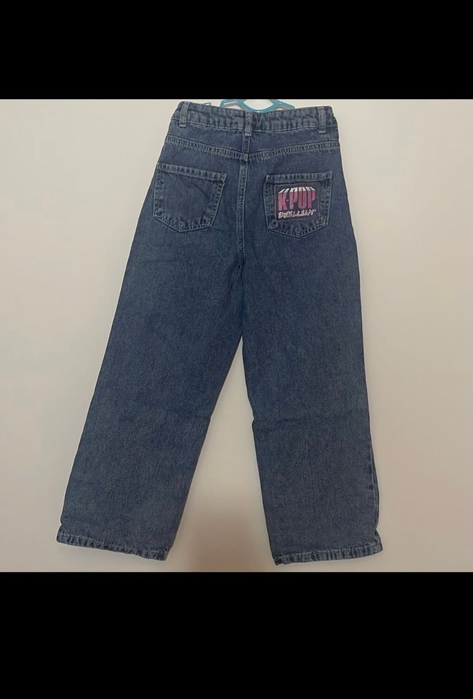 Lc waikiki Baskılı Kemerli Gri Mavi Kız çocuk Denim Pantolon - Görsel 4