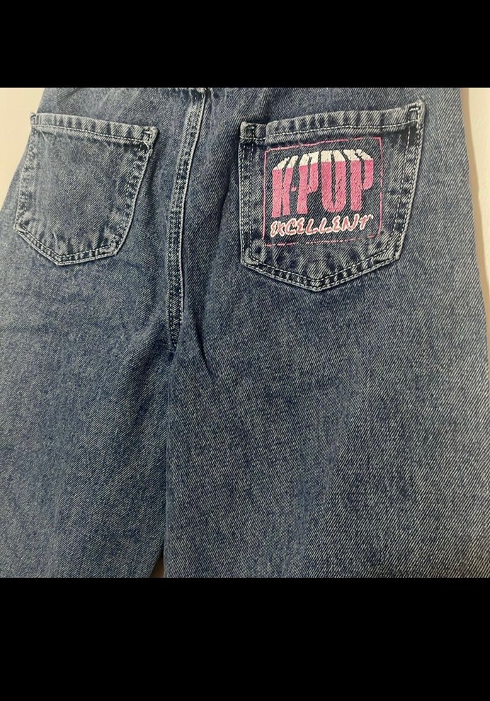 Lc waikiki Baskılı Kemerli Gri Mavi Kız çocuk Denim Pantolon - Görsel 5