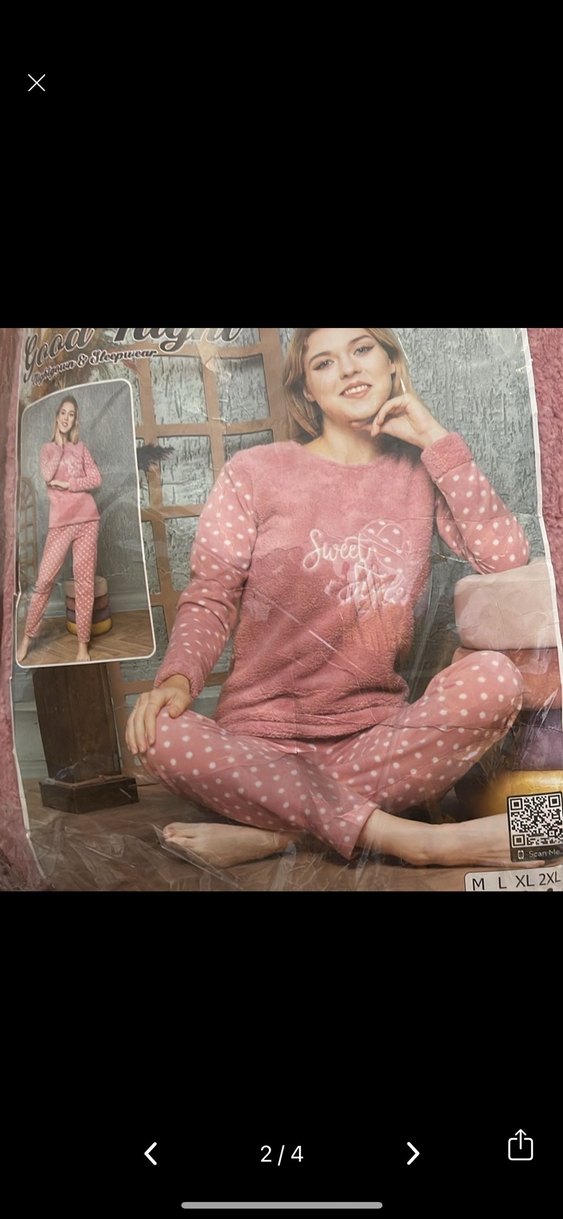 Kadın Pembe Uzun Kollu Bohem Bol Kesim Pijama - Görsel 2