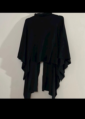 Splash Siyah Uzun Kollu Kadın Panço - Görsel 5