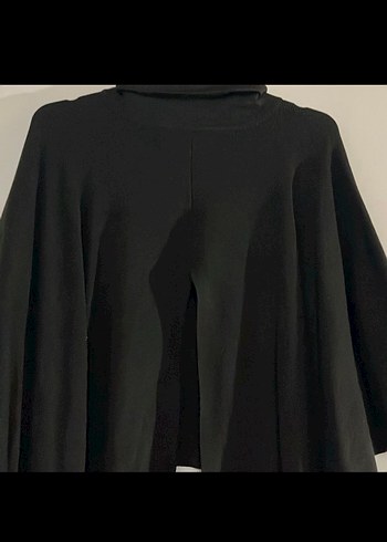 Splash Siyah Uzun Kollu Kadın Panço - Görsel 2