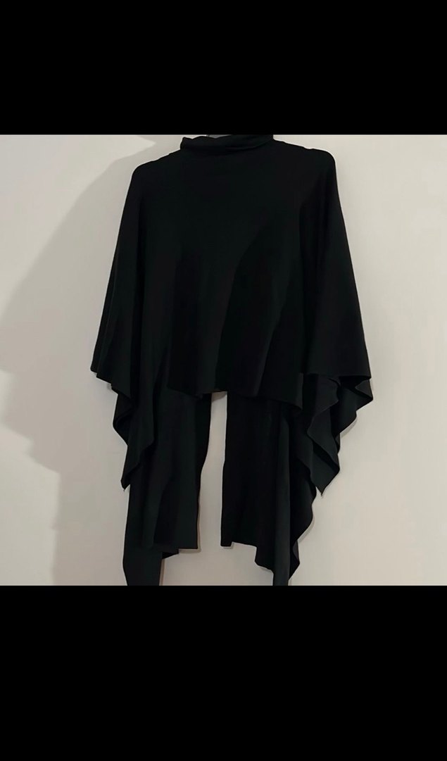 Splash Siyah Uzun Kollu Kadın Panço - Görsel 5