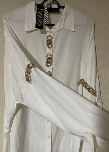 Uzun Kollu Beyaz İşlemeli Kadın Gömlek - Görsel 3